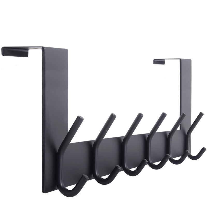 [Australia - AusPower] - WEBI Over The Door Hook Door Hanger:Over The Door Towel Rack with 6 Coat Hooks for Hanging,Towel Hanger Door Coat Hanger Over Door Coat Rack for Towels,Clothes,Back of Bathroom,Black Black 1 Pack 