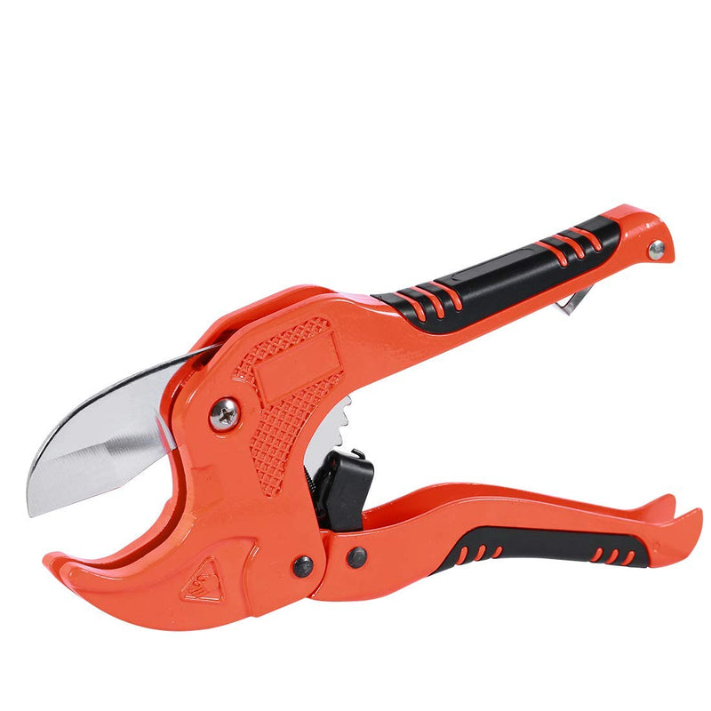 [Australia - AusPower] - Zantle Ratchet-type Tube and Pipe Cutter for Cutting O.D. PEX, PVC, and PPR Plastic Hoses and Plumbing Pipes up to 1-5/8" inches, Ideal for Home Working and Plumbers (orange) Orange 