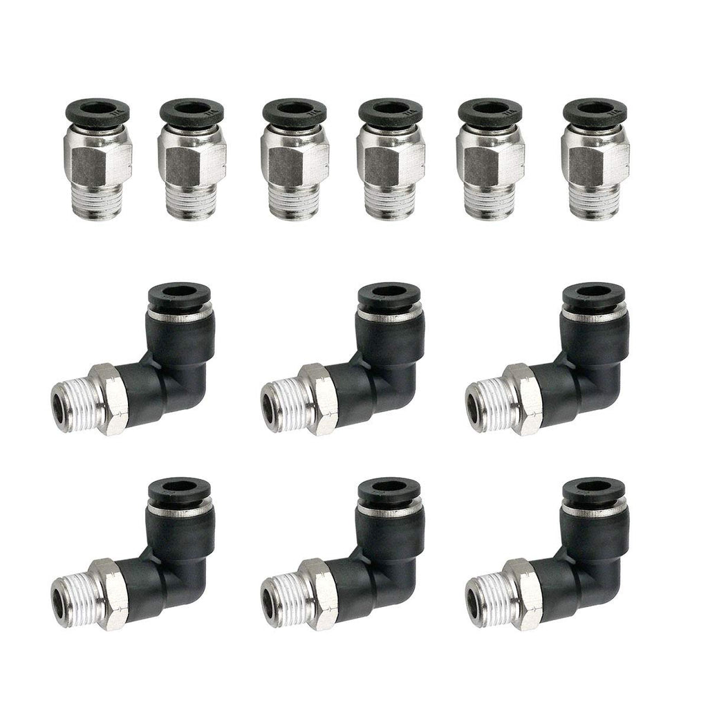 [Australia - AusPower] - Hamineler 12 PCS Straight Push Quick Release Connectors, Push to Connect Tube Fitting Tube Quick Connect Fittings 1/8inch NPT Thread 1/4inch Tube OD 