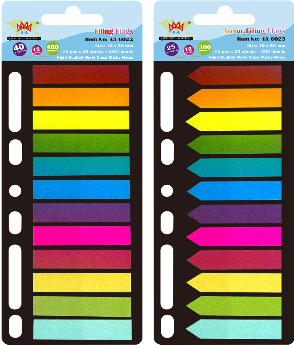 [Australia - AusPower] - 4A Sticky Notes Flags Set,Neon Color Page Marker Fluorescent Color Index Label, Transparent Tabs Flags Stickers, Text Highlighter Strips Writable Labels Page Marker Bookmarks,24 Pads/Set,4A 6022+6023 60222 