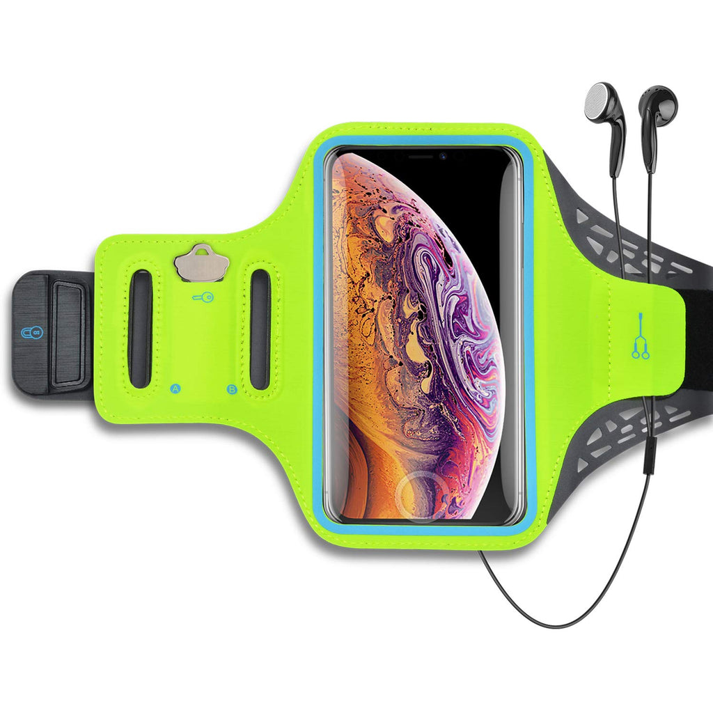 [Australia - AusPower] - Takfox Cell Phone Armband for Samsung Galaxy S20 Ultra S20 Plus S10+ S9 S8 S7 J7 J3, A01 A11 A21 A51 A71 5G A10e A20 A30 A50, Stylo 6,K51,K31 Sports Running Workout Phone Holder Card Slots Case,Green Green/Grey 
