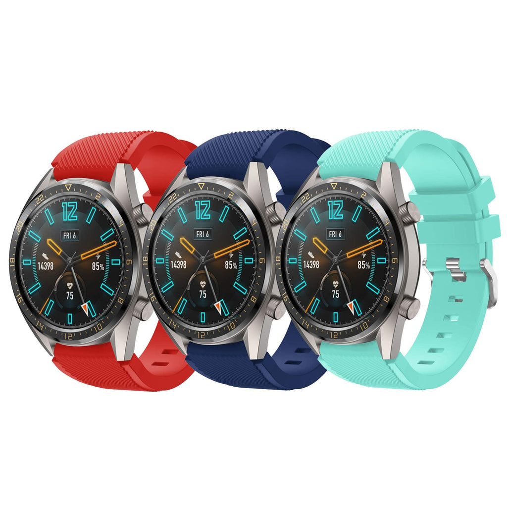 [Australia - AusPower] - Fit for Huawei GT Watch Band/Samsung Galaxy Watch 46mm/ Gear S3 Bands, 22mm Sport Silicone Bands Straps Bracelet Watch band Accessory Band for Galaxy S4 46mm Watch/ Gear S3 (Red Blue Green) Red Blue Green 