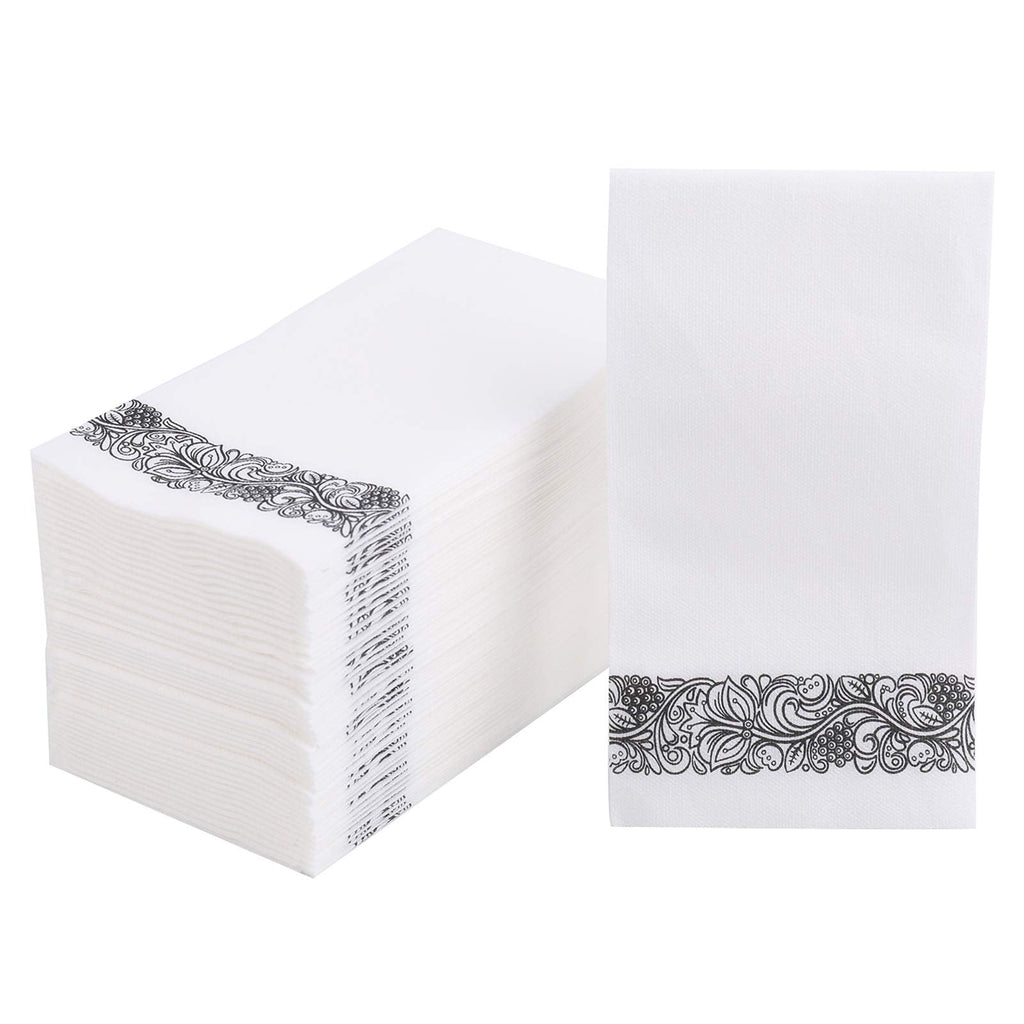 [Australia - AusPower] - Foraineam 100 Pack Disposable Hand Towels Linen-Feel Hand Napkins - Decorative Floral Paper Guest Towels 