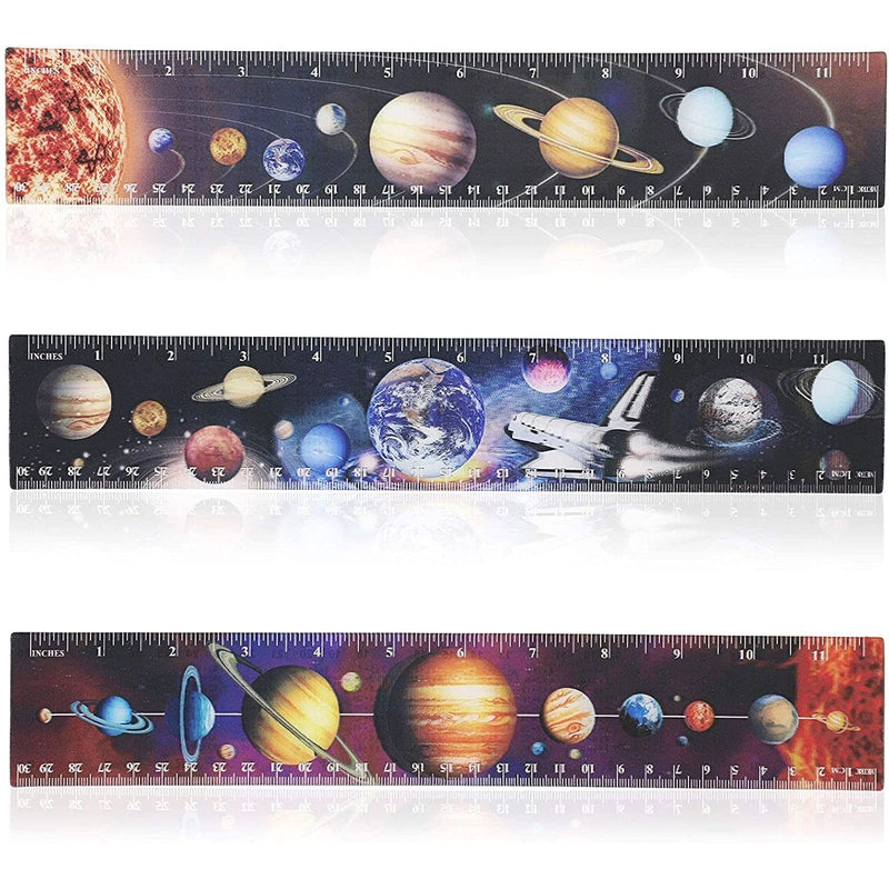 [Australia - AusPower] - Solar System Rulers for Kids with 3D Effect (3 Designs, 12 Pack) 