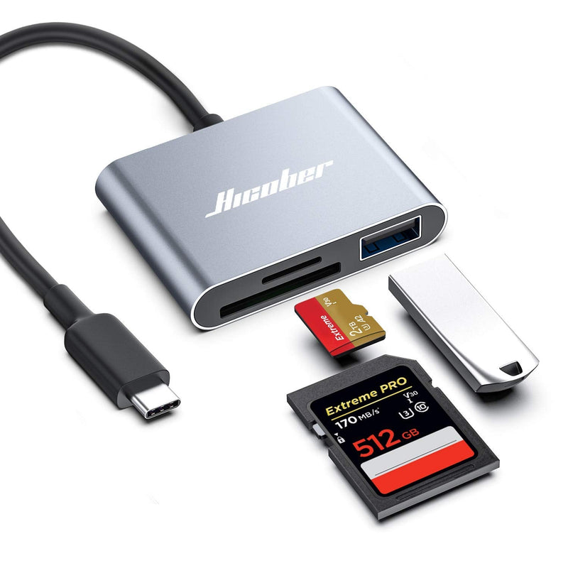 [Australia - AusPower] - Hicober USB C to SD Card Reader, Micro SD Memory Card Reader, Type C to SD Card Reader Adapter 2TB Capacity for MacBook Camera Android Windows Linux and Other Type C Device-Space Grey Space Grey 