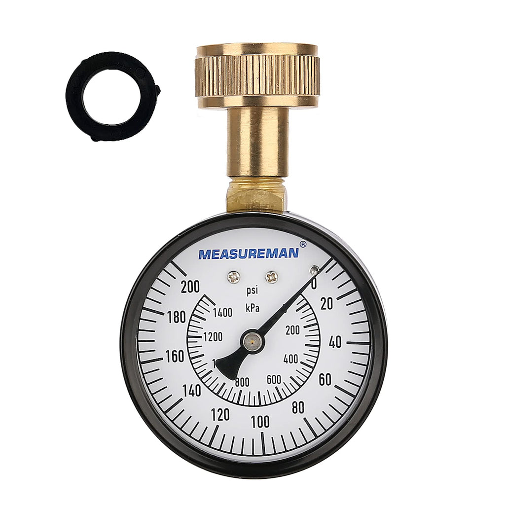 [Australia - AusPower] - Measureman 2-1/2" Water Pressure Test Gauge, 3/4" Female Hose Thread, 0-200 psi/kpa Dry Test Gauge 
