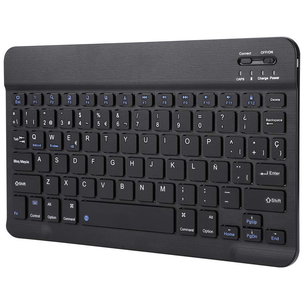 [Australia - AusPower] - Bluetooth 3.0 Spanish Keyboard, Ultra Thin Wireless Mini Keyboard, Portable Wireless Keyboard Touchpad with USB Cable, for iOS/Microsoft/Android/Computer/Desktop/PC/Laptop 