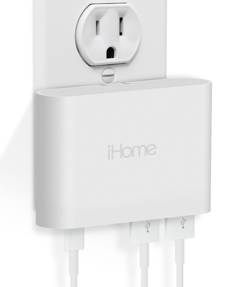 [Australia - AusPower] - iHome 3-Port (1 USB C, 2X USB A) Fast Charger, MagSafe Compatible for iPhone 12, 12 Pro, 12 Pro Max, 12 Mini, SE2, 11, 11 Pro, 11 Pro Max, XR, X/Xs, iPad Pro- Foldable Prongs, Compact Power Delivery White 3-Port (1 USB-C, 2 USB-A) 