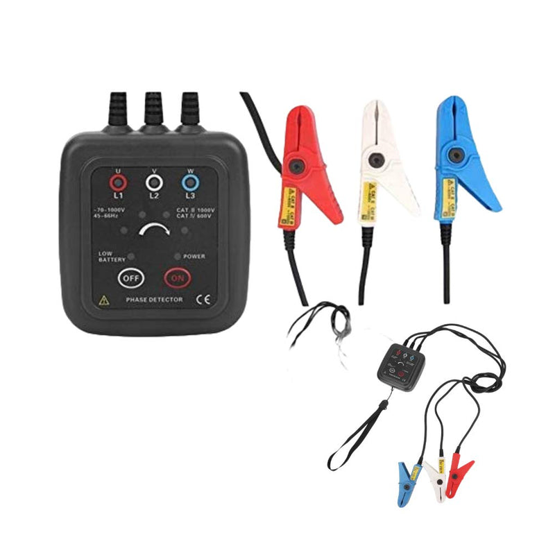 [Australia - AusPower] - Phase Meter Non-Contact, Digital LED Display Non-Contact 3 Phase Sequence Meter Detection, AC Phase Sequence and Motor Rotation Tester, Magnetic Base Phase Detector Meter, 70-1000V, ETCR1000C 