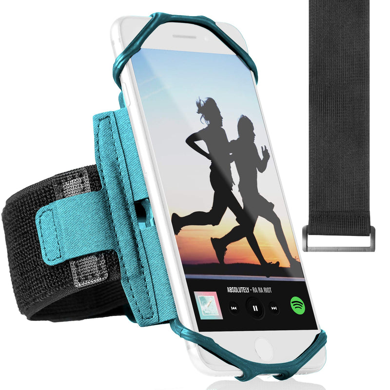 [Australia - AusPower] - 360° Rotatable Cell Phone Arm Holder for iPhone XR, XS Max, 8, 8 Plus, 7, 6, Samsung Galaxy A8, S9, S8, S6 Edge, Note, LG; Sports Running Armband for Men & Women with Free Extender Strap (Turquoise) Turquoise 
