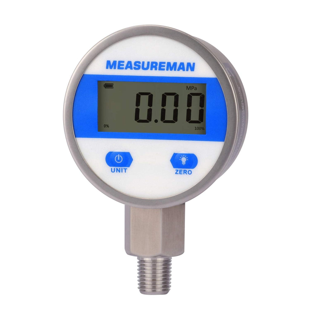 [Australia - AusPower] - Measureman Digital Hydraulic Industrial Pressure Gauge 2-1/2" Dial 1/4"NPT Lower, Stainless Steel Case and Connection, 0-3500psi/bar, 1%,Battery Powered, with LED Light 2-1/2" Dial, 0-3500psi 1% 