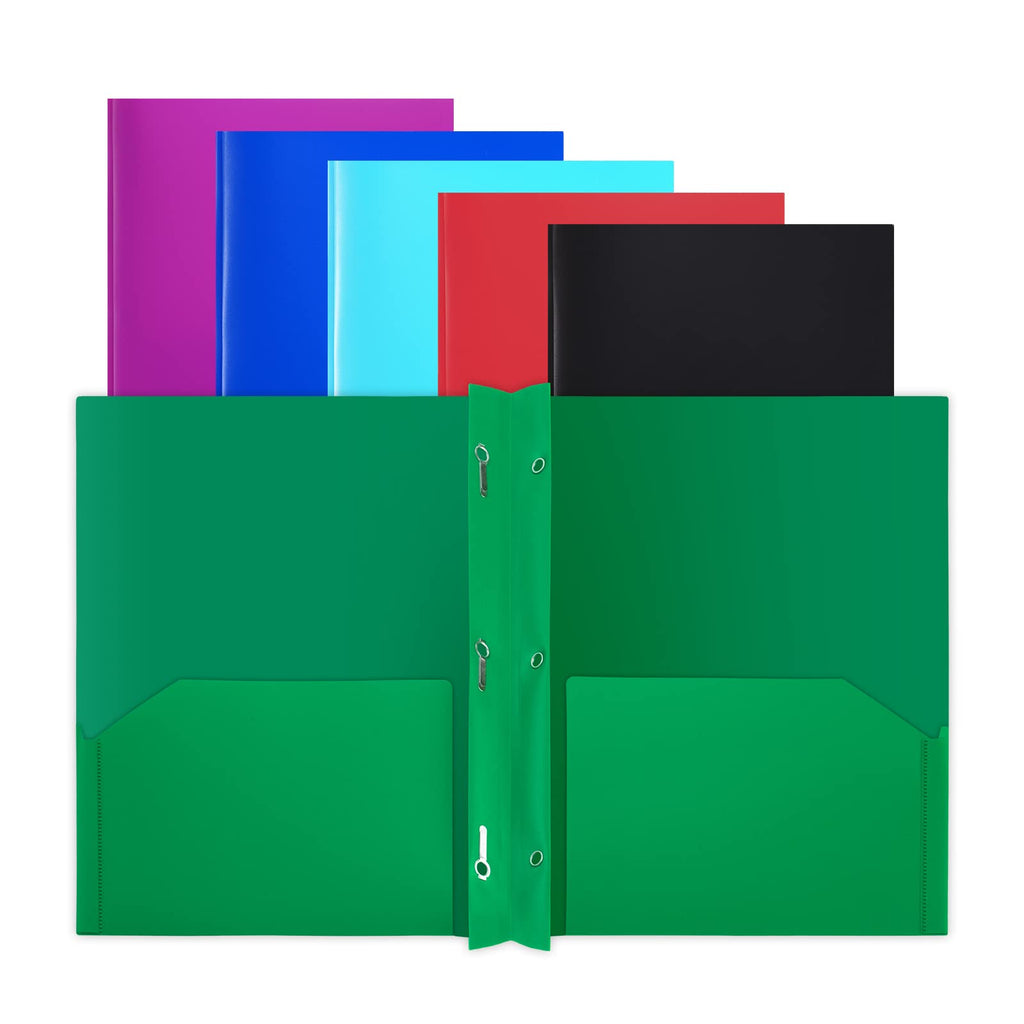 [Australia - AusPower] - Comix Heavy Duty Plastic Folder, 2 Pocket Letter Size Poly File Plastics Folders with 3-Prong Fasteners - 12 Packs(6 Assorted Fashion Colors) 6 Assorted Fashion Colors 