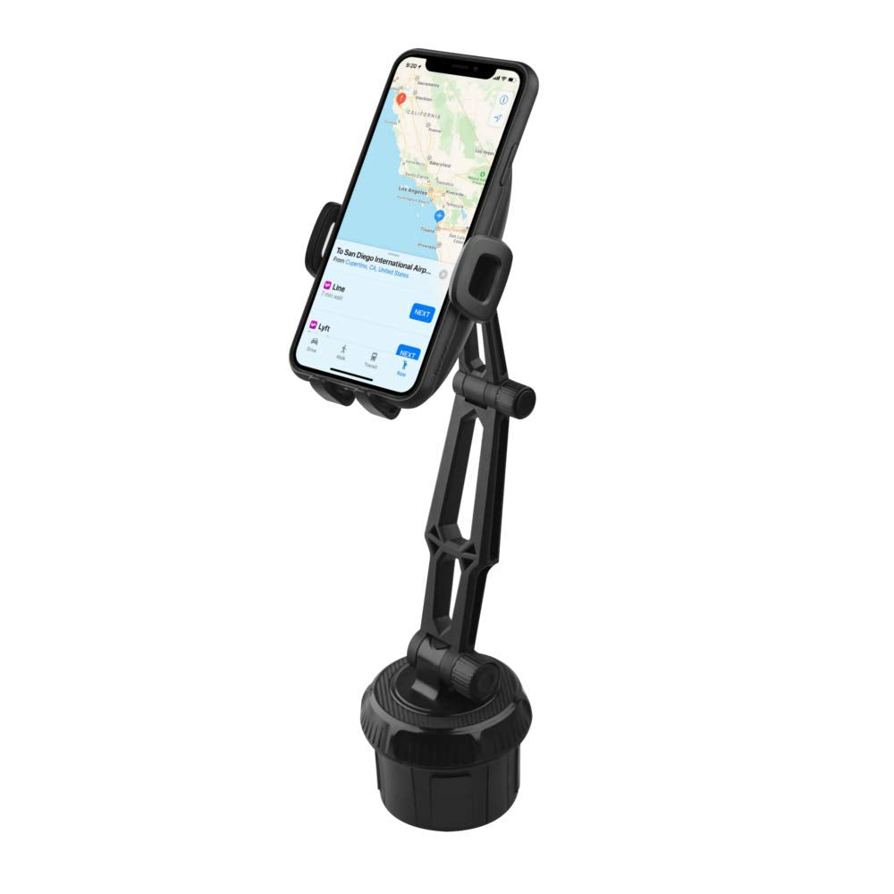 [Australia - AusPower] - Fugetek Car Cup Holder Phone Mount Cradle, Universal Base, Hands-Free, Adjustable, 360 ° Rotatable, Compatible with iPhone 12, 11, XR/XS Max, XS/X, 8/8+, Samsung Galaxy S10,S9, HTC, GPS, Black 