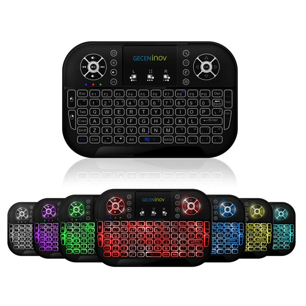 [Australia - AusPower] - Mini Wireless Keyboard with RGB Backlit, 2.4GHz Wireless Mini Keyboard Rechargeable Controller with Touchpad Mouse Combo by Gecen, Compatible with Android TV Box, IPTV, HTPC, Smart TV, PC,etc. 