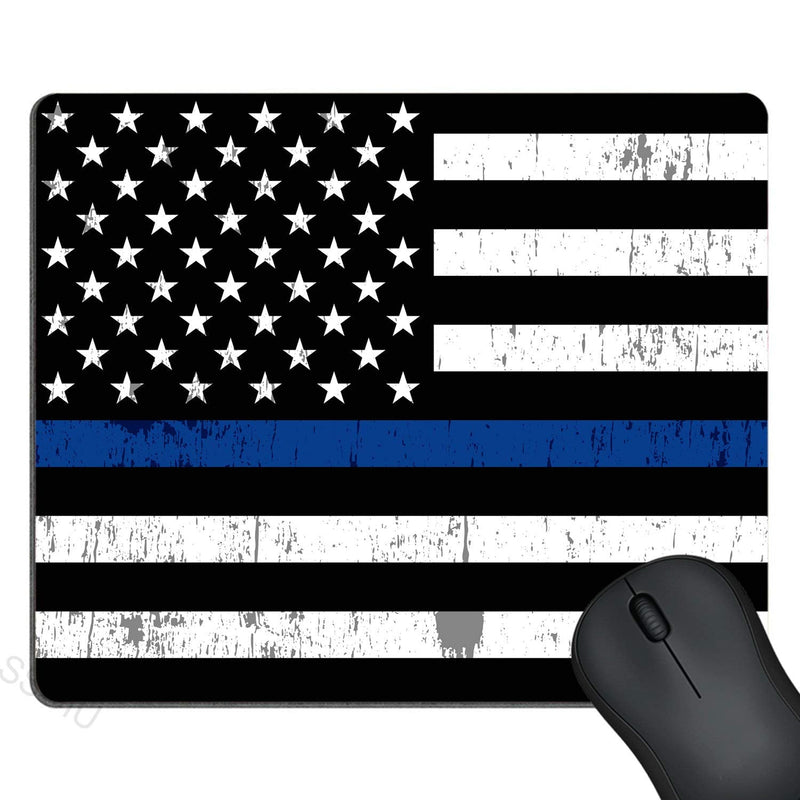 [Australia - AusPower] - SSOIU Retro Thin Blue Line Flag Mouse Pad,US Thin Blue Flag Mouse Pad Ss-22 