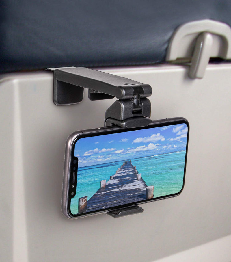 [Australia - AusPower] - Universal Airplane in Flight Phone Mount. Handsfree Phone Holder for Desk with Multi-Directional Dual 360 Degree Rotation. Pocket Size Travel Essential Accessory for Flying. US Patented and Protected. 1 Unit 