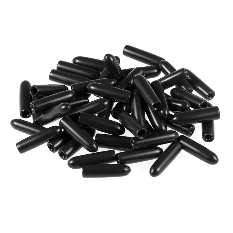 [Australia - AusPower] - uxcell 50pcs Rubber End Caps 2mm ID Vinyl Round Tube Bolt Cap Cover Screw Thread Protectors Black 