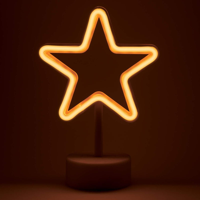 [Australia - AusPower] - Amped & Co, Star Desk Light, Mini LED Neon Collection, Night Lite Novelty Room Decor, Battery Powered, 7.5 inches, Yellow Star Led Light 