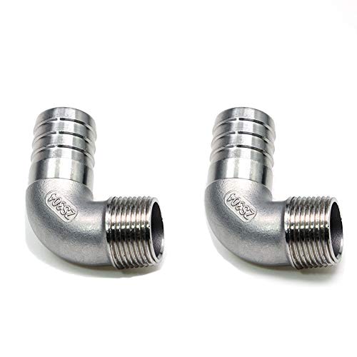 [Australia - AusPower] - JoyTube 304 Stainless Steel Barbed Elbow Hose, 3/4" Barb to 1/2" NPT Male 90 Degree Barbed Pipe Fitting for Home Brew (Pack of 2) 3/4"Barb x 1/2"Male 