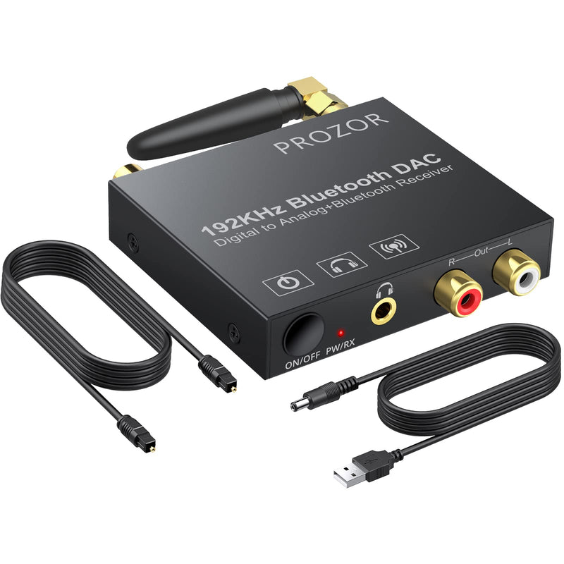 [Australia - AusPower] - PROZOR 192k Digital to Analog Audio Converter with Bluetooth 5.0 Receiver Digital Toslink Optical to 3.5mm, Coaxial Toslink to Analog Stereo L/R RCA 3.5mm Audio Adapter 