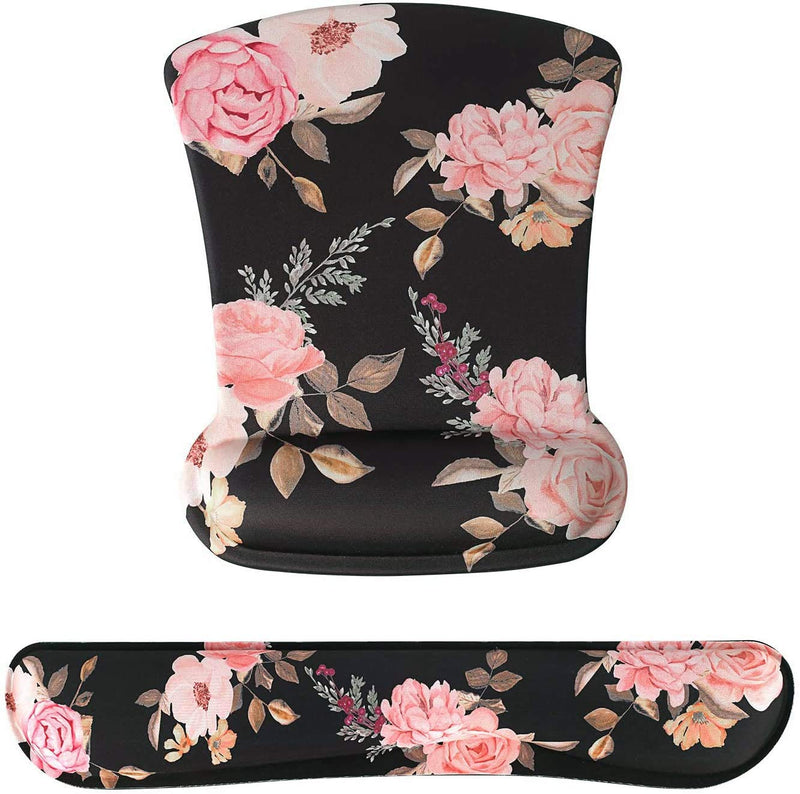 [Australia - AusPower] - iCasso Keyboard Wrist Rest and Mouse Wrist Rest Pad, Made of Memory Foam, Ergonomic Support, Easy Typing and Relieve Wrist Pain, Perfect for Gaming, Computer, Office, Laptop - Peony T-peony 