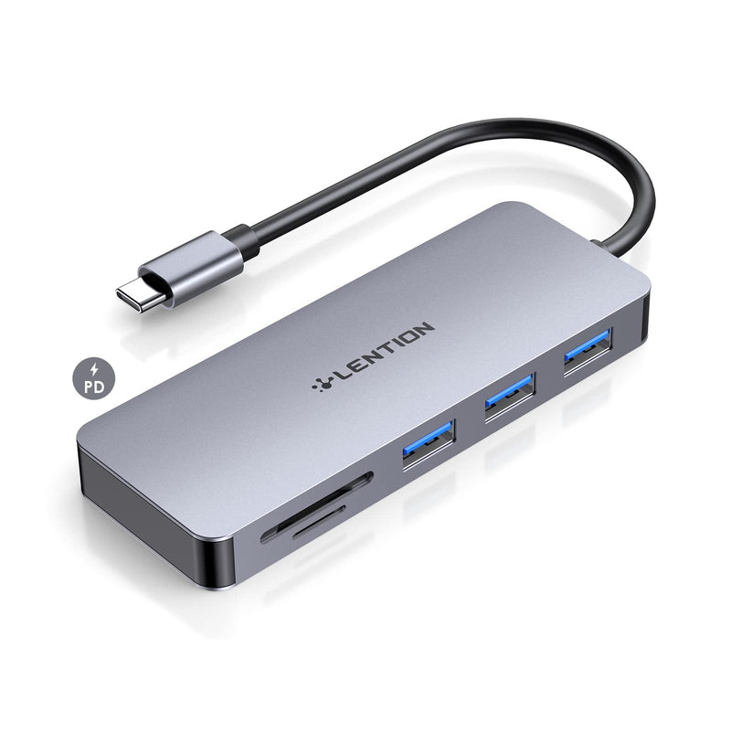 [Australia - AusPower] - LENTION USB C Hub with 3 USB 3.0, SD/Micro SD Card Reader & Charging Compatible 2022-2016 MacBook Pro, New Mac Air/iPad/Surface/More, Stable Driver Certified Adapter (CB-C16s, Space Gray) 