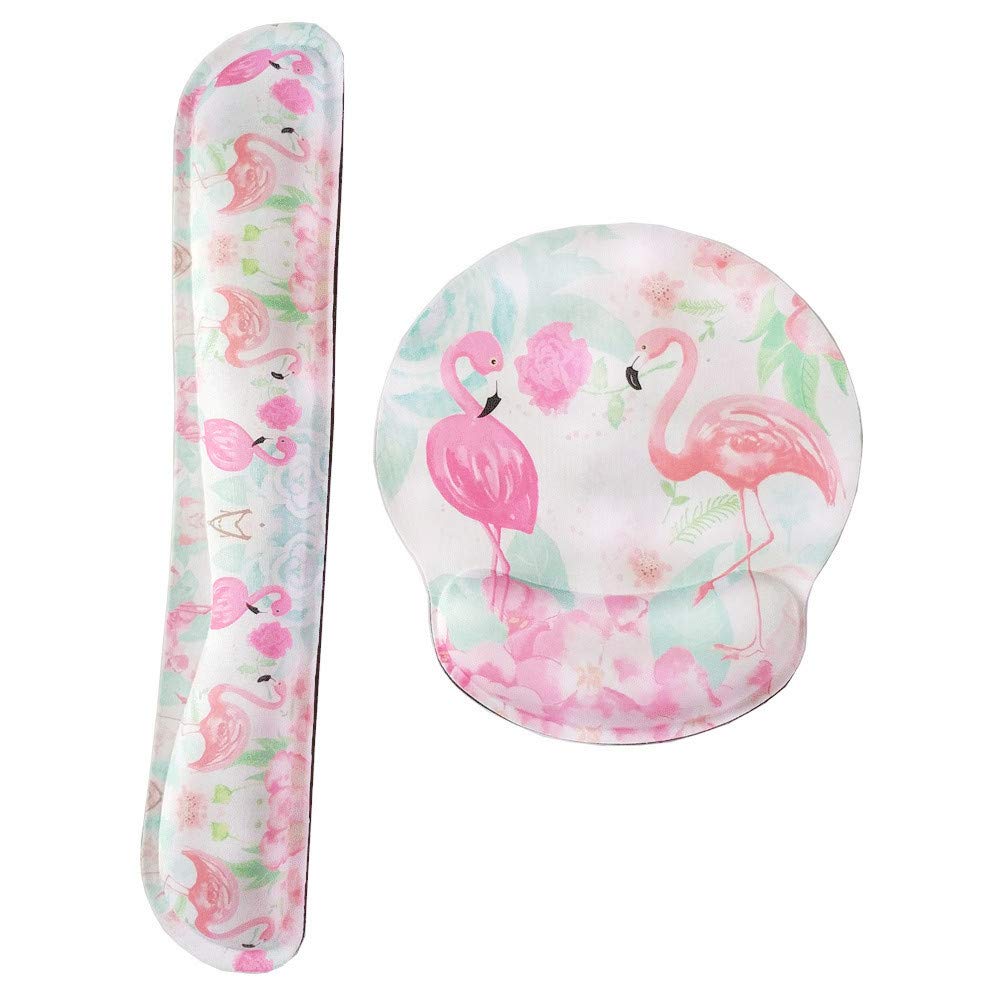 [Australia - AusPower] - Baocool Memory Foam Mouse Pad Keyboard Wrist Rest Support Non Slip, Ergonomic Design for Office/Computer/Laptop/Mac/Home,Durable,Comfortable for Pain Relief and Easy Typing (Cute Flamingos) Cute Flamingos 