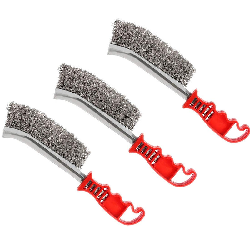 [Australia - AusPower] - Modell 3pcs Wire Scratch Brushes Set Carbon Steel and Stainless Steel Wire Brush for Automotive, Cleaning Welding Slag and Rust 