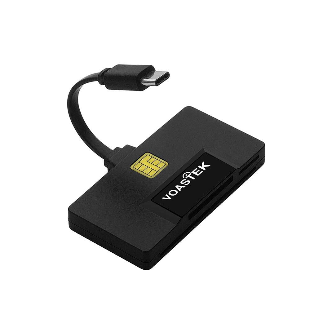[Australia - AusPower] - VOASTEK Smart Card Reader USB C, CAC Card Reader with 3 Slots SD/Micro SD Memory Card Reader Compatible with Mac, MacBook Pro, Chromebook and Other Type C Laptops VT-UTC653 