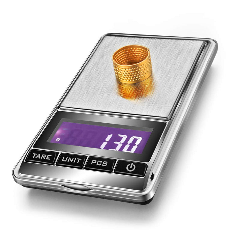 [Australia - AusPower] - OBVIS Portable Pocket Scale Jewelry Scale Mini Diamond Gold Coin Small Items Weight Gram Weigh Pocket Tool LCD Display Steel Body 300g X 0.1g - Sliver 