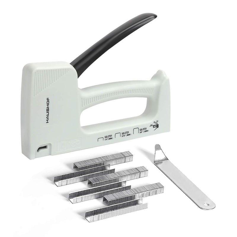 [Australia - AusPower] - HAUSHOF Light Duty Staple Gun Kit, Fits JT21 Staples of 1/4'', 5/16'' and 3/8'', Includes 800Pc 5/16'' Staples and A Staple Remover, for Upholstery, DIY, Decoration 