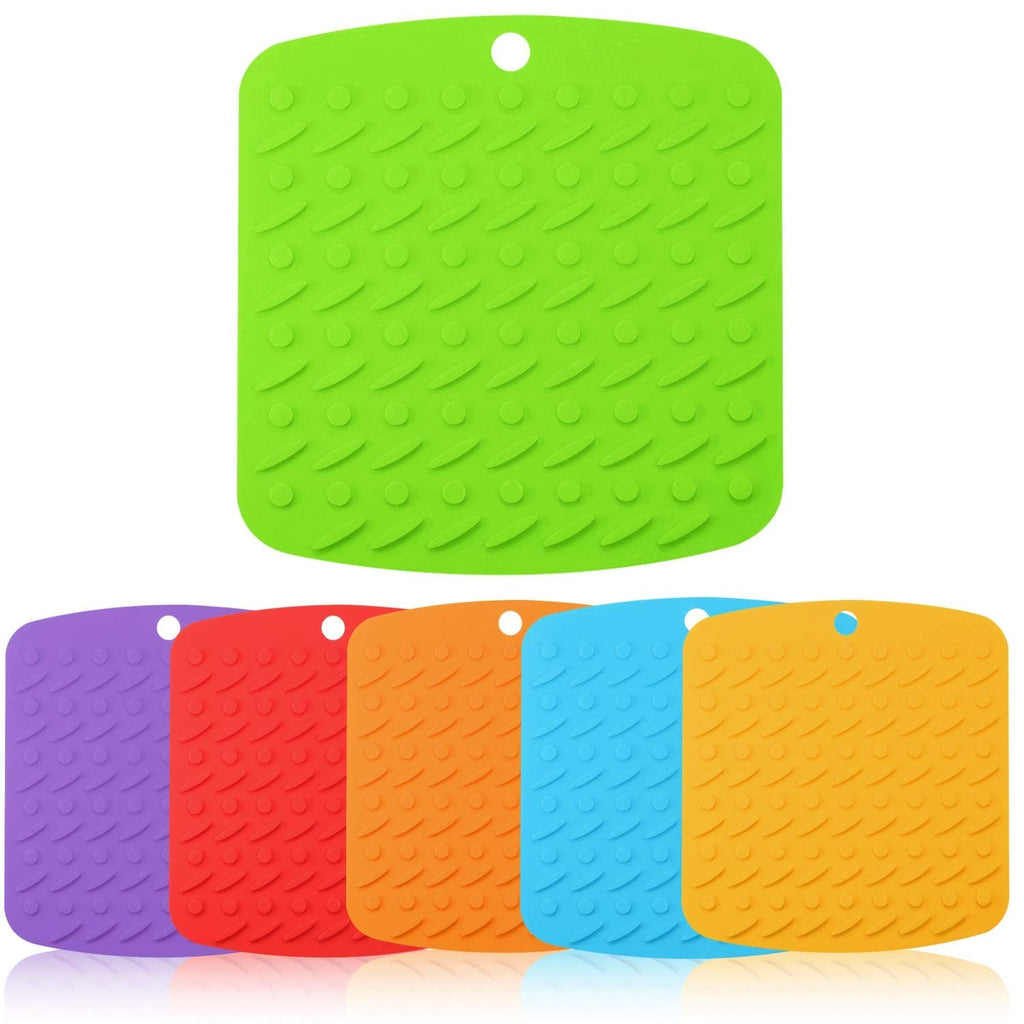 [Australia - AusPower] - 6 Pieces Silicone Pot Holders Mat, Hot Pots Pans Trivets, Non Slip Pot Holder for Kitchen Countertop Mats, Heat Resistant Table Placemats 