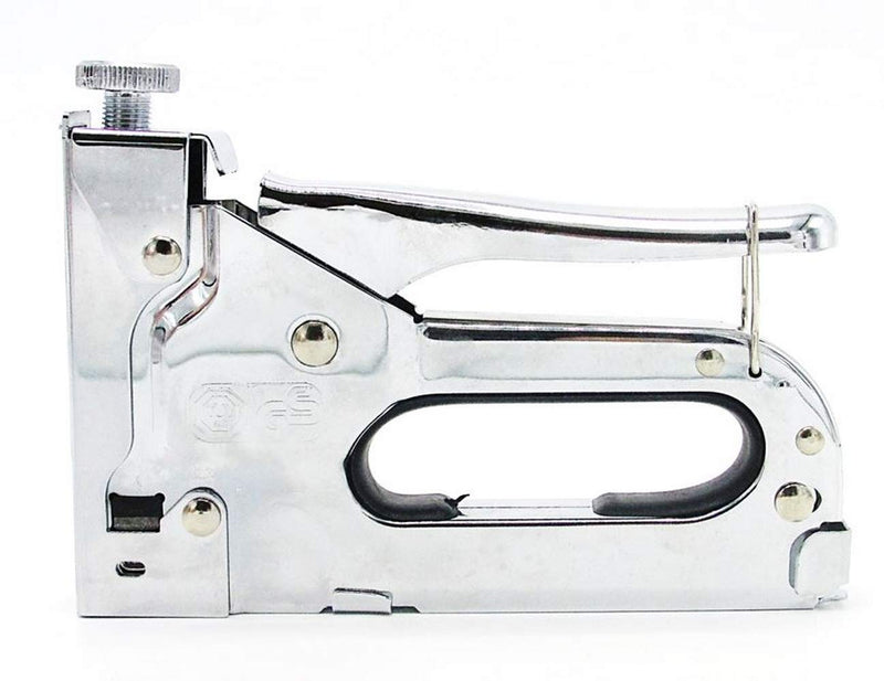 [Australia - AusPower] - Heavy Duty Staple Gun in Metal-Chrome Finish with Quick-jam-Clear Mechanism and Safety Handle Lock - Home Office Construction Use 