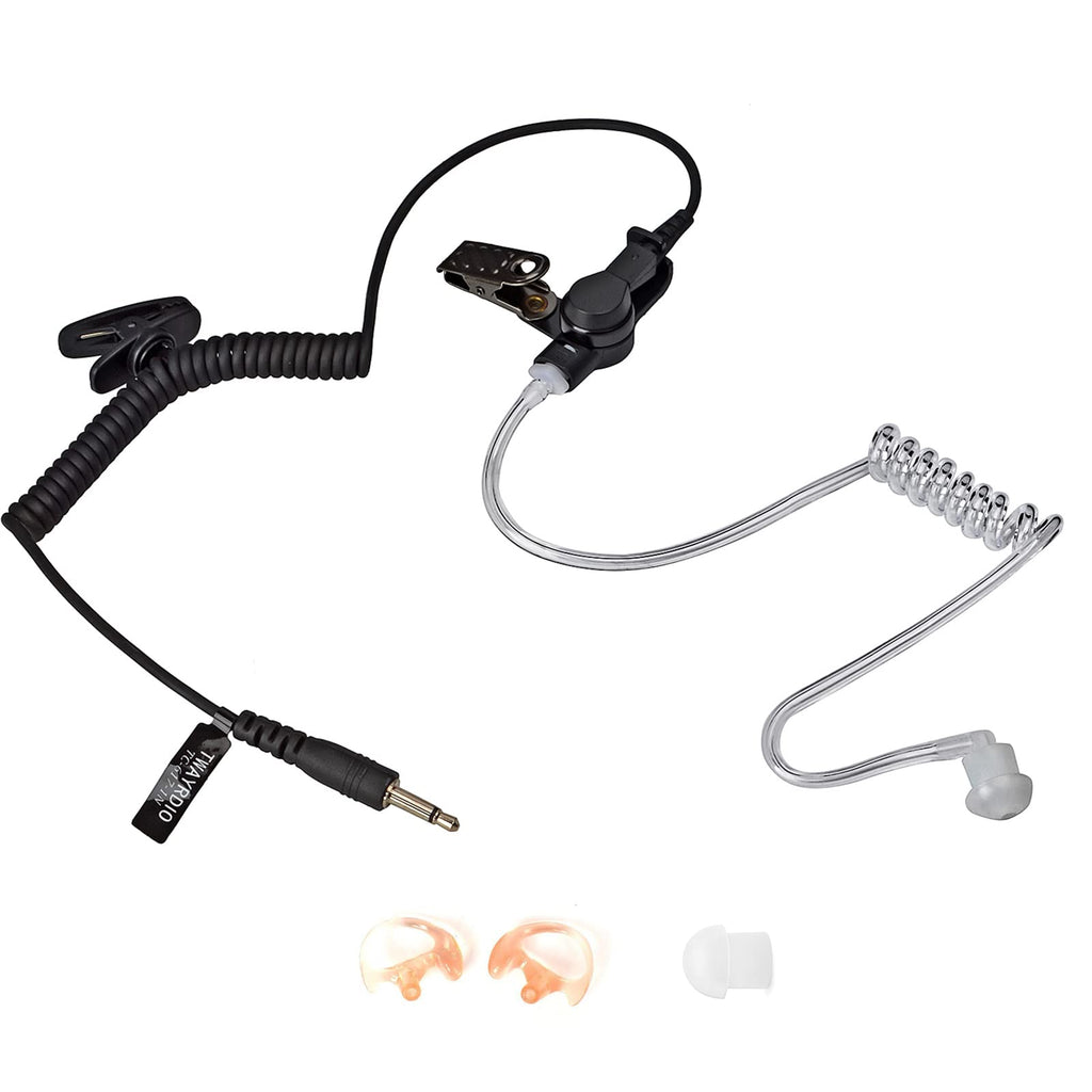 [Australia - AusPower] - Receiver/Listen Only 3.5mm Surveillance Headset Earpiece with Clear Acoustic Coil Tube and One Pair Medium Earmolds One Mushroom Earbud Ear Tip for Motorola and Kenwood Radio Speaker Mics 