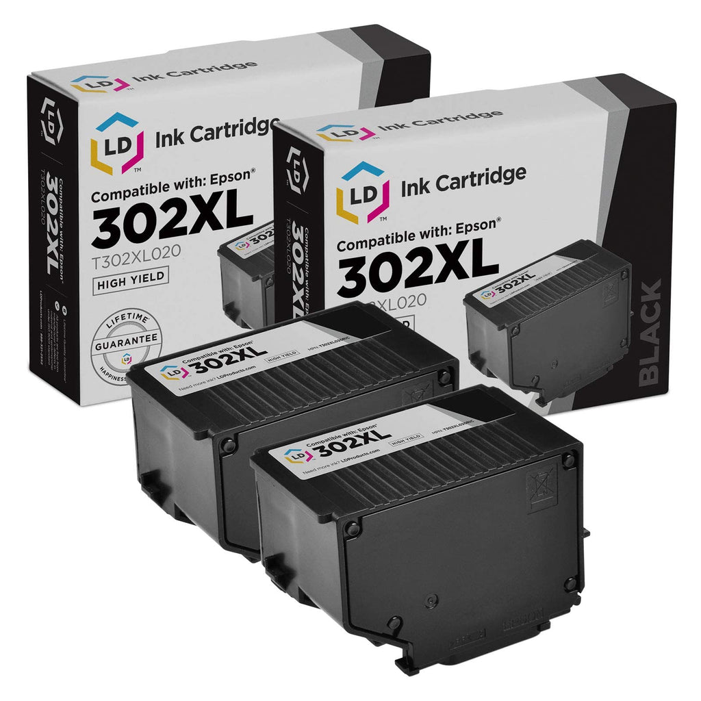 [Australia - AusPower] - LD Products Remanufactured Ink Cartridge Replacements for Epson 302XL T302XL020 High Yield (Black, 2-Pack) 