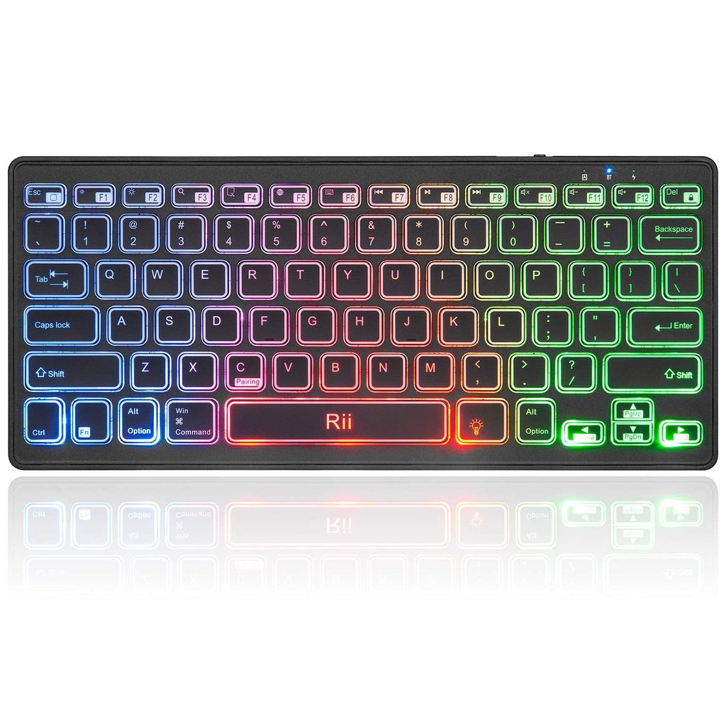 [Australia - AusPower] - Rii Bluetooth 4.0 Wireless Multiple Color Rainbow LED Backlit Keyboard With Rechargeable Battery For iOS Android and Windows Tablet PC Laptop Notebook MacBook 