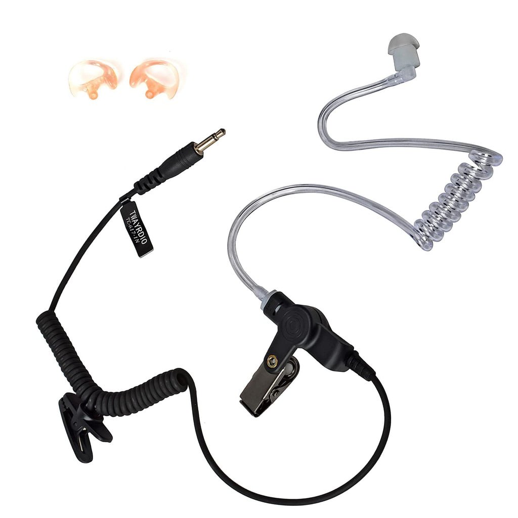 [Australia - AusPower] - TWAYRDIO 3.5mm Receiver and Listen Only Surveillance Headset Clear Acoustic Earpiece with One Pair Medium Earmolds for Two-Way Radios, Transceivers and Radio Speaker Mics Jacks 