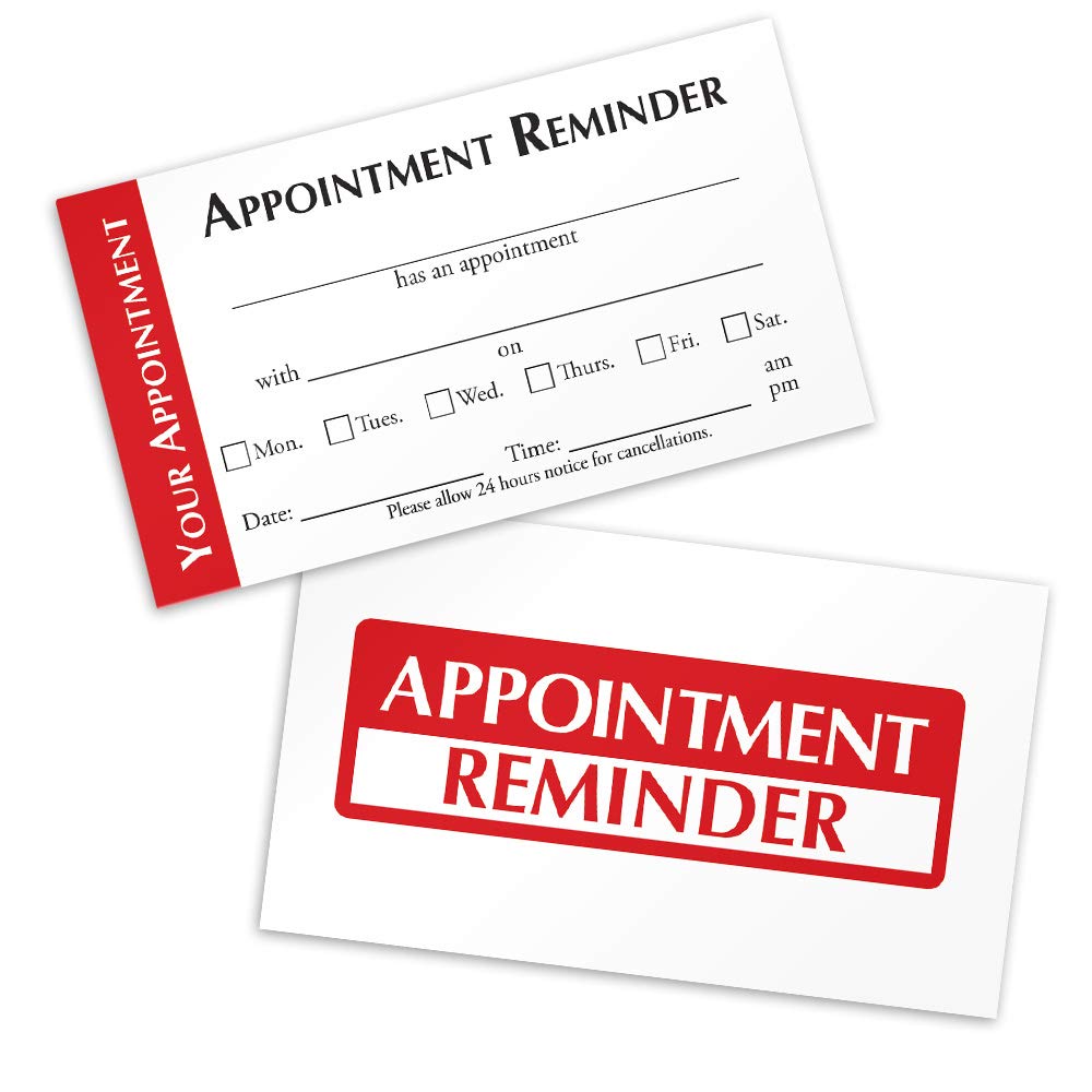 [Australia - AusPower] - Appointment Reminder Cards for Doctors, Hair Salons, Nail Salons, Pet Groomers, Spa’s, Automotive (Red, Box of 250) Red 