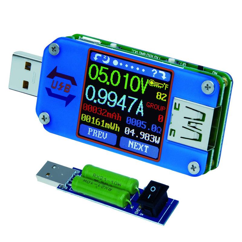 [Australia - AusPower] - USB Meter, Tester, Multimeter, USB Load, UM25C,Type C USB Tester Meter Voltage Detector, DC 24.000V 5.0000A, Test Speed of Charger Cables, Capacity of Power Bank, QC 2.0 3.0 AVHzY UM25C+Load 