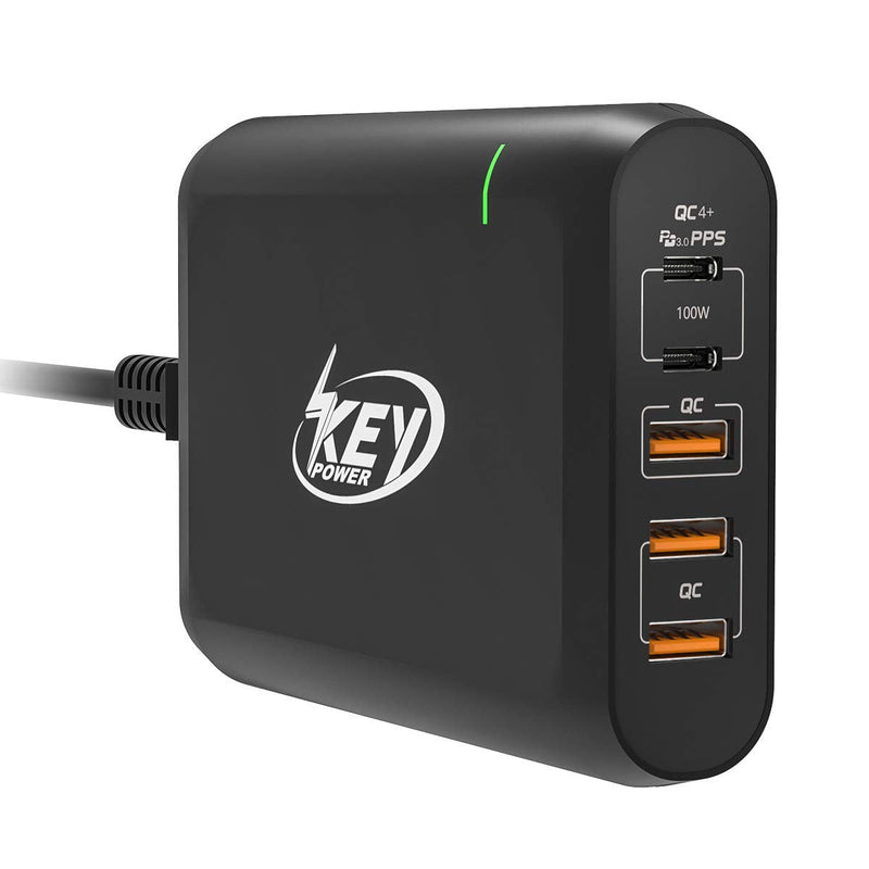 [Australia - AusPower] - USB C Charger,100W 5-Port Power Delivery Quick Charger Station with Dual Type C PD Charger for MacBook Pro/Air,iPad Pro, HP Spectre, Dell XPS, Lenovo, iPhone, Galaxy, Google Pixel,ect (Black) 