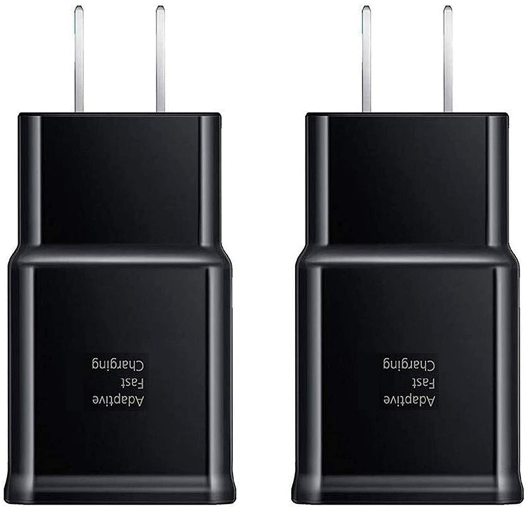[Australia - AusPower] - Samsung Adaptive Fast Charging Wall Charger Adapter Compatible with Samsung Galaxy S6 S7 S8 S9 S10 / Edge/Plus/Active, Note 5,Note 8, Note 9 and More (2 Pack) ChiChiFit Quick Charge (Black) black 