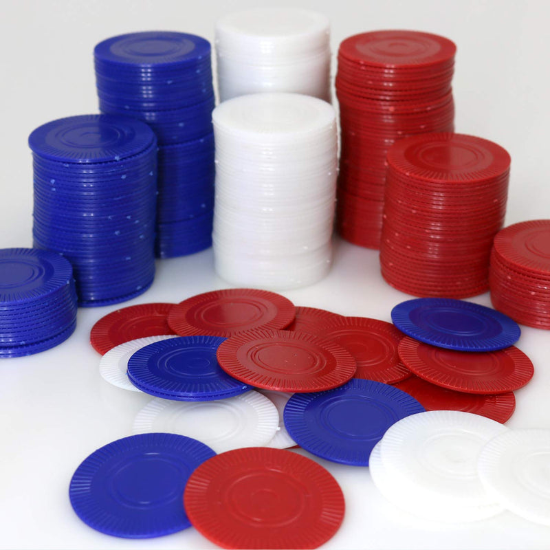 [Australia - AusPower] - GiftExpress Lot of 300, Plastic Poker Chips for Kids Game Play, Learning Math Counting, Bingo Game, Red, White & Blue 100 pcs ea 