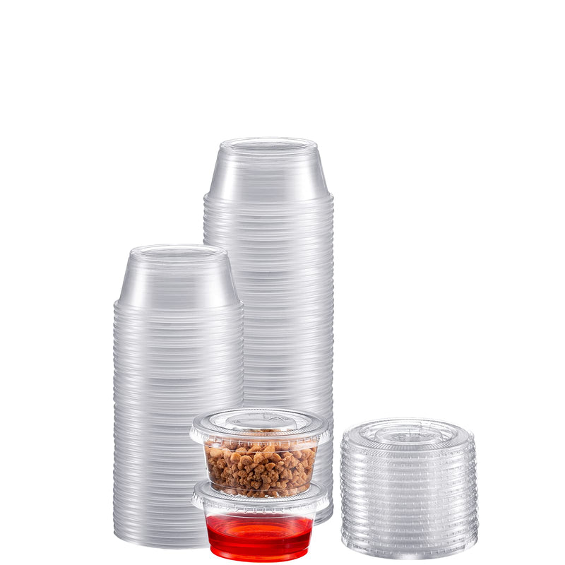 [Australia - AusPower] - Zeml Portion Cups with Lids (3.25 Ounces, 100 Pack) | Disposable Plastic Cups for Meal Prep, Portion Control, Salad Dressing, Jello Shots, Slime & Medicine | Premium Small Plastic Condiment Container 3.25 oz. 