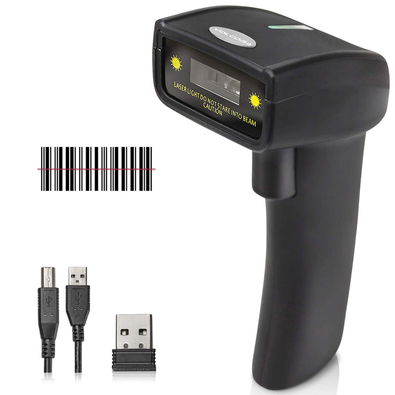 [Australia - AusPower] - 1D Wireless Barcode Scanner - Handheld CCD Bar Code Label UPC Reader, Precise USB Inventory Scanning for POS System Cash Register Mobile Android iOS Computer Screen Mobile Payment Small 1D Black 