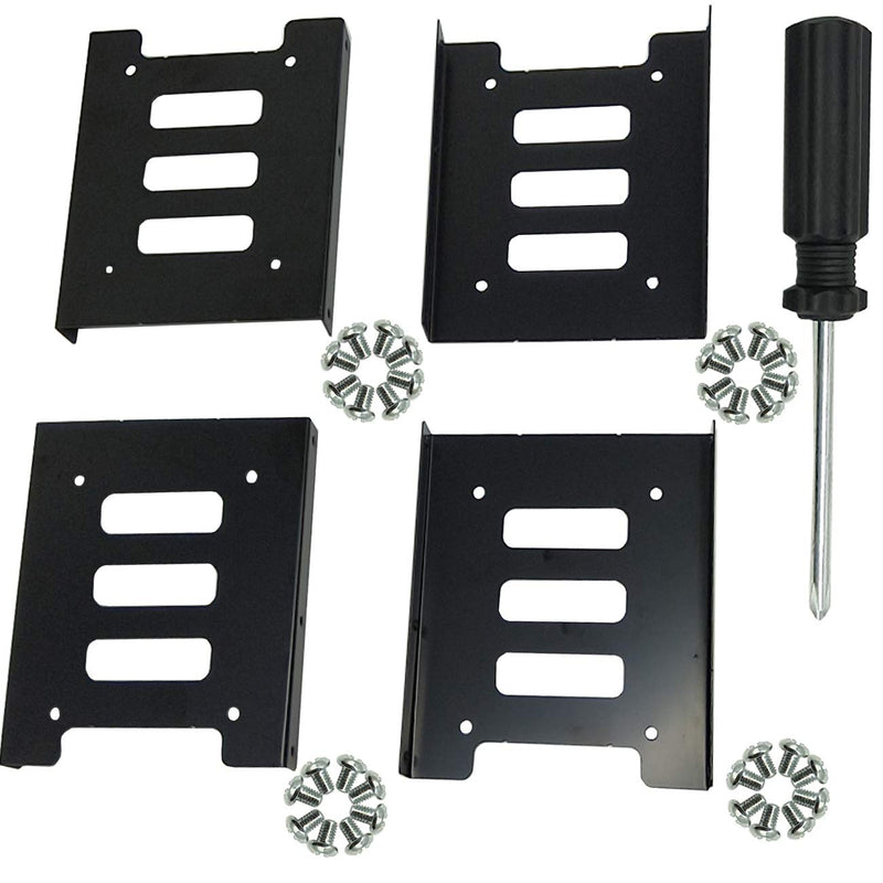 [Australia - AusPower] - TIHOOD 4PCS 2.5 to 3.5 SSD HDD Hard Disk Drive Bays Holder Metal Mounting Bracket Adapter with Screws for PC SSD 