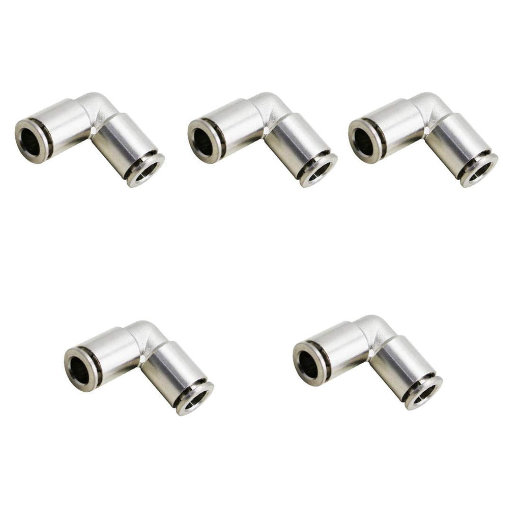 [Australia - AusPower] - BestTong Nickel-Plated Brass Metric 6mm OD Push to Connect Fittings Tube Elbow Connect Push Fit Fittings Tube Fittings Push Lock PV-6 Pack of 5 