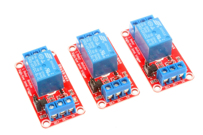 [Australia - AusPower] - NOYITO 1 Channel Relay Module With Isolated Optocoupler 5V 12V 24V High Low Level Trigger Module Triggered (Pack of 3) (24V, Red) 24 Volt 