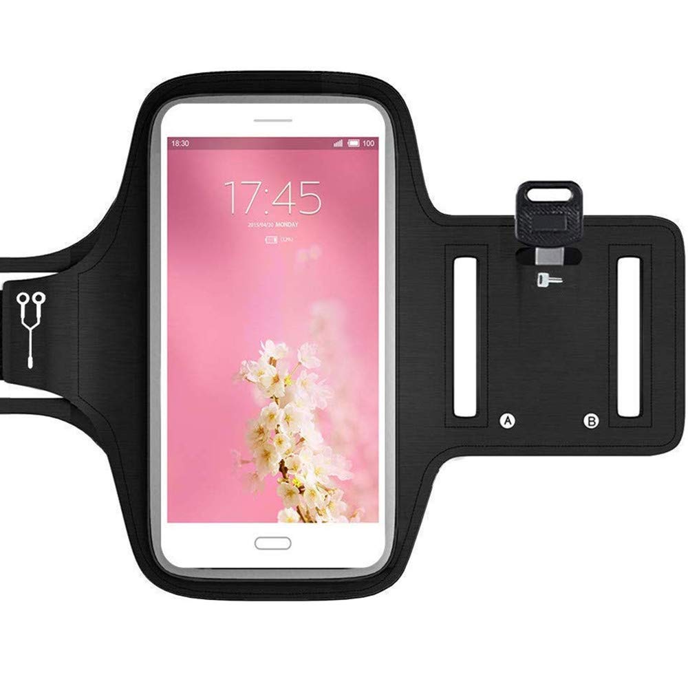 [Australia - AusPower] - WeTest Water Resistant Running Armband with key Holder for iPhone 6/7,Adjustable Elastic Band,Black 