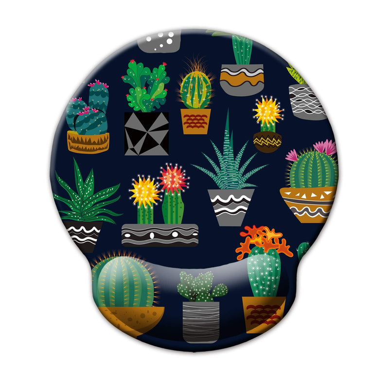 [Australia - AusPower] - Ergonomic Mouse Pad with Wrist Support,Dooke Cute Wrist Pad with Non-Slip Rubber Base for Computer, Laptop, Home Office Gaming, Working, Easy Typing & Pain Relief Cactus Green/Black Cactus 
