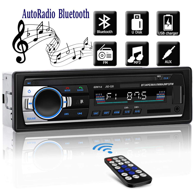 [Australia - AusPower] - Single Din Car Stereo Bluetooth Car Radio Multimedia Car Audio Digital Media Receiver Systems Autoradio Hands-Free Calling,USB Port,SD,AUX-in,FM Radio,Built-in Microphone 